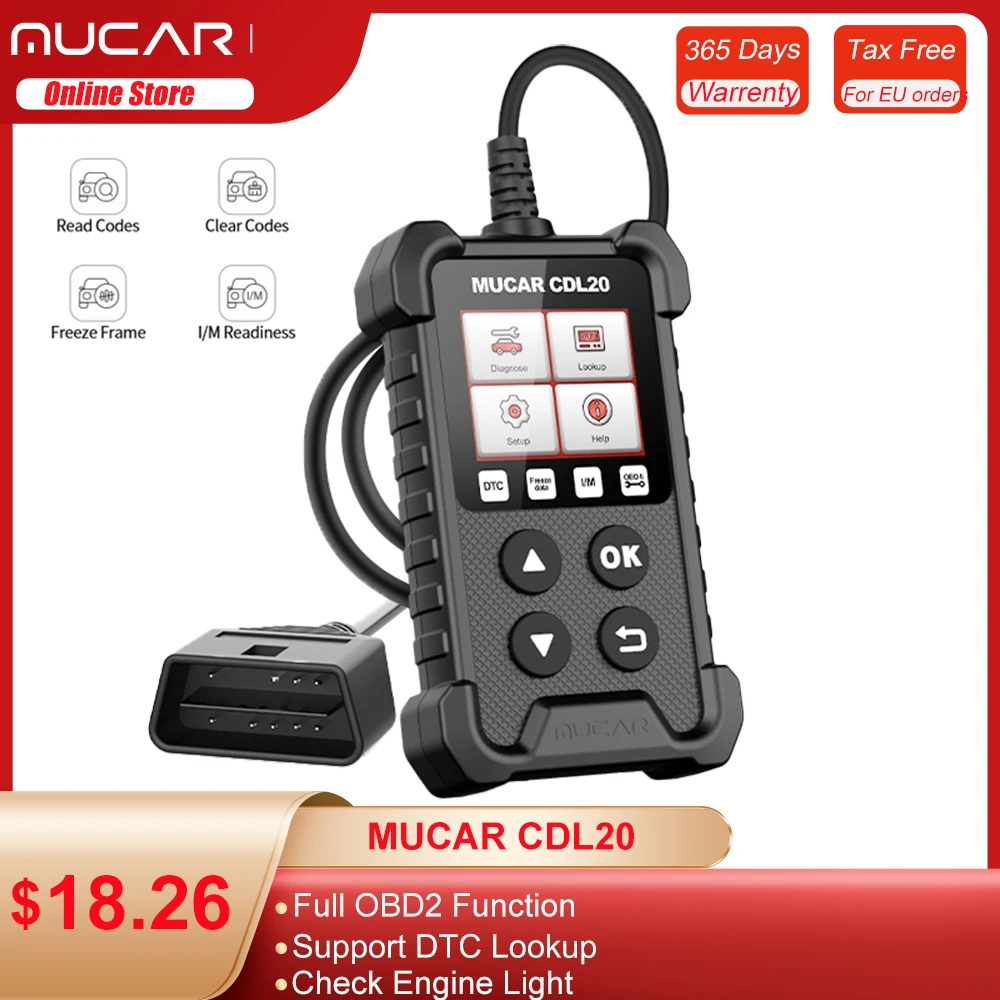 Сканер MUCAR CDL20 OBD2 считыватель кодов двигателя OBD автомобильный диагностический