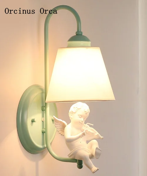 Günstig Nordic Garten Vogel Wand Lampe wohnzimmer flur schlafzimmer nacht lampe Amerikanischen Kreative weiß kleine engel harz wand lampe