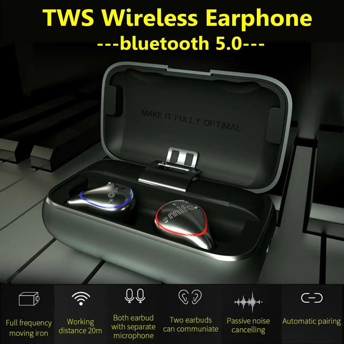 

Mifo o5 PLUS Mini Bluetooth 5.0 Headsets True Wireless Earbuds Hands Free Sport Stereo Headset Tws Waterproof Earphone Running