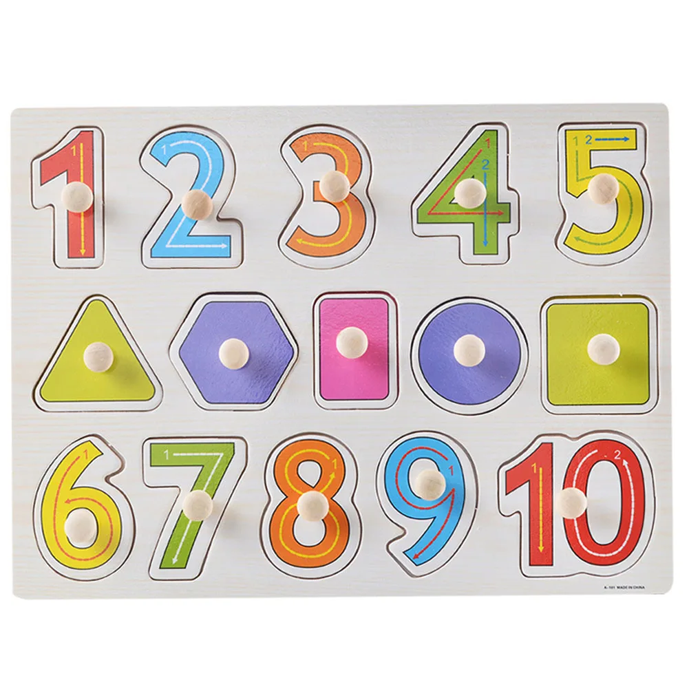 A101 Game Children Preschool Fun Vehicle Baby Enlightenment Cartoon Wooden Brain Teaser Letter Hand Grab Board Educational Toy Number - Цвет: A101