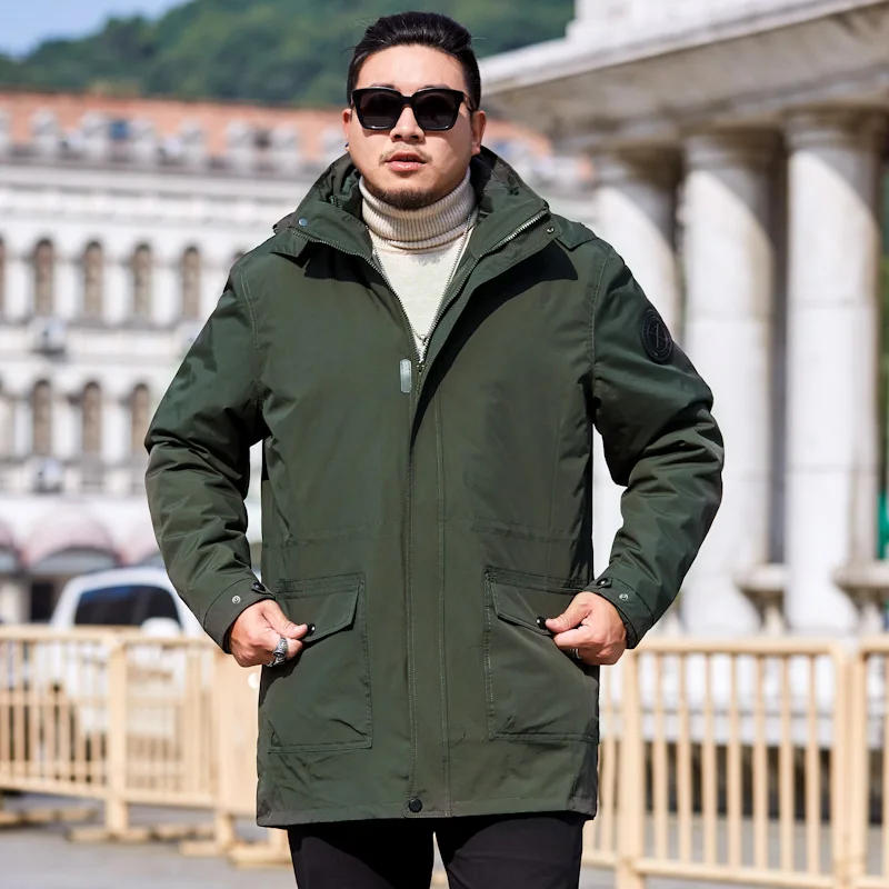 8XL 7XL 6XL размера плюс 2 в 1 зимняя куртка мужская шапка отстегивающаяся теплая куртка повседневные парки зимняя куртка с хлопковой подкладкой мужская одежда