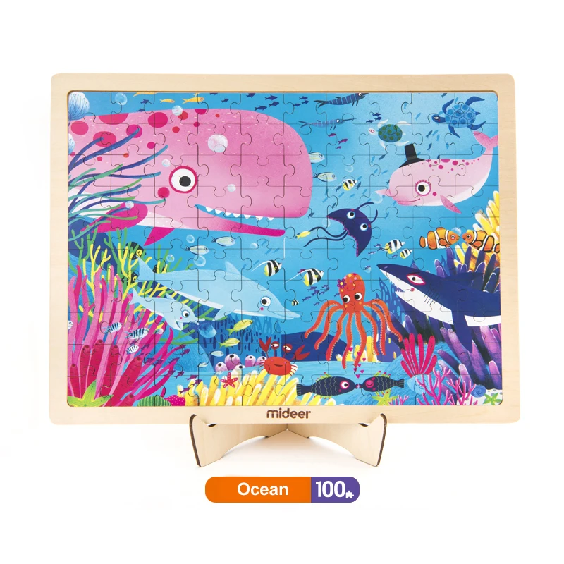 MiDeer, 100 шт., деревянные головоломки, игры, игрушки для обучения, образования, интеллектуальные головоломки, обучающие игрушки для детей и детей - Цвет: Ocean
