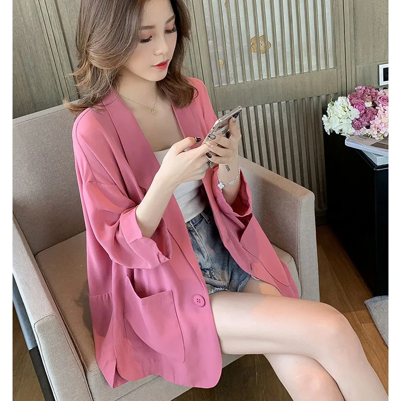 

2019 Autumn New Style Students Korean-style Loose Thin Small Suit Coat Goddess Short-height Slimming Online Celebrity Tops