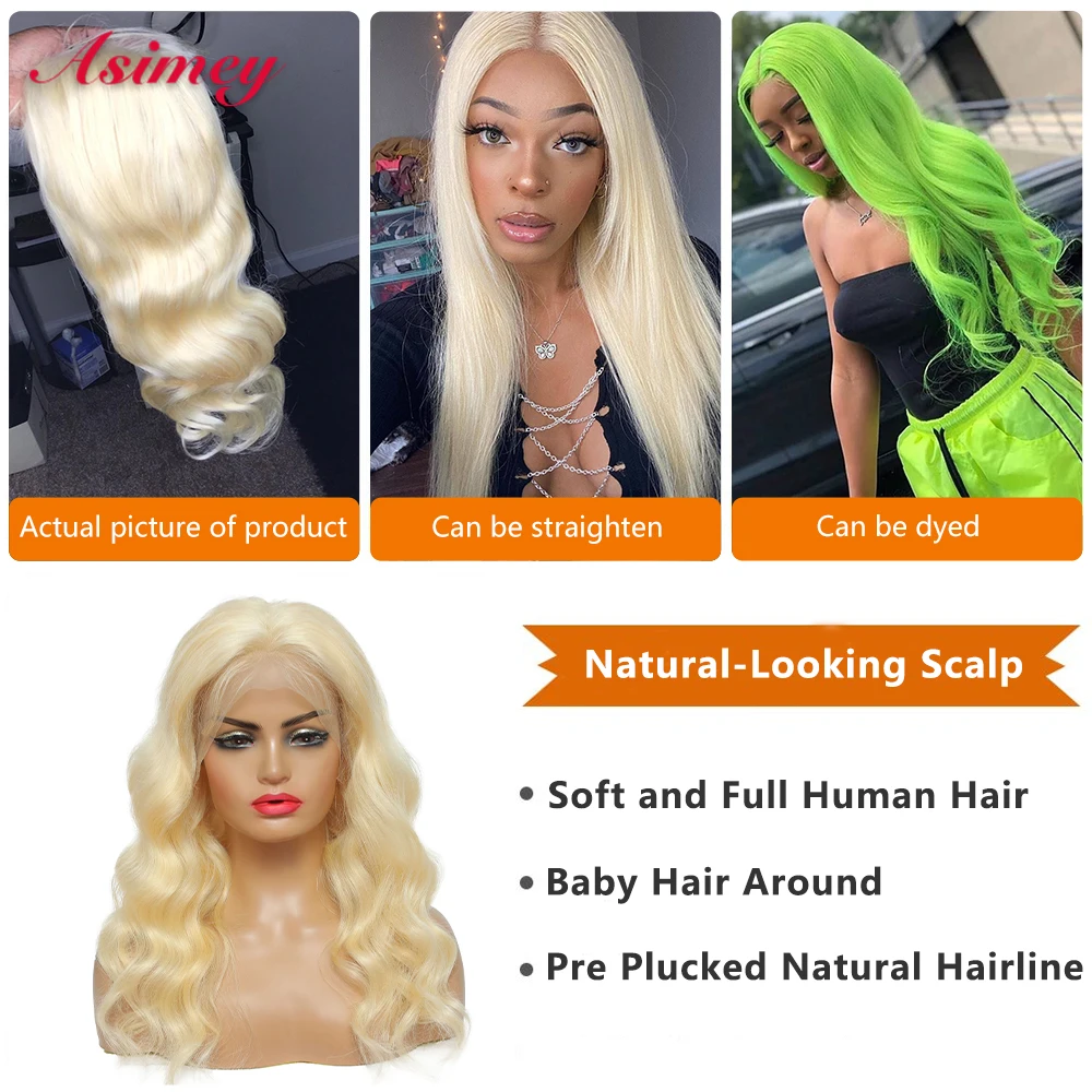 Asimey 613 Lace Frontal Body Wave Wigs 13X4 180 Density Pre Plucked With Baby Hair 100% Virgin Remy Honey Blonde For Black Women Asimey 613 Lace Frontal Body Wave Wigs 13X4 180 Density Pre Plucked With Baby Hair 100% Virgin Remy Honey Blonde For Black Women