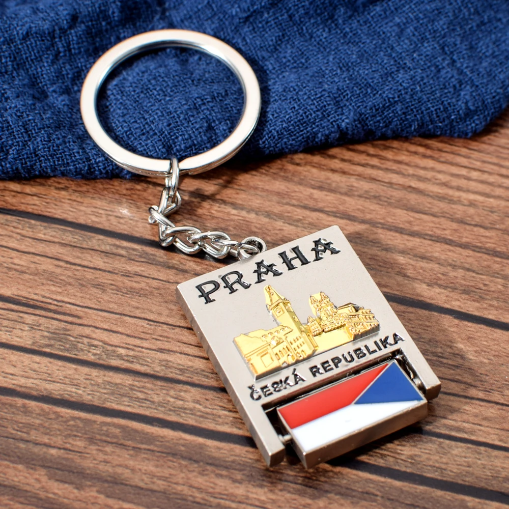 Vicney Новые Креативные известная достопримечательность вращающийся флаг Чехии брелок высококачественный Прага путешествия сувенир, брелок для друга
