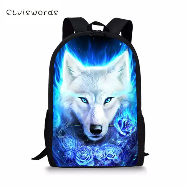 CDWX3772C ELVISWORDS модный детский рюкзак с принтом волка из мультфильма, школьный рюкзак для малышей, крутой рюкзак для путешествий с животными - Цвет: CDWX3772C