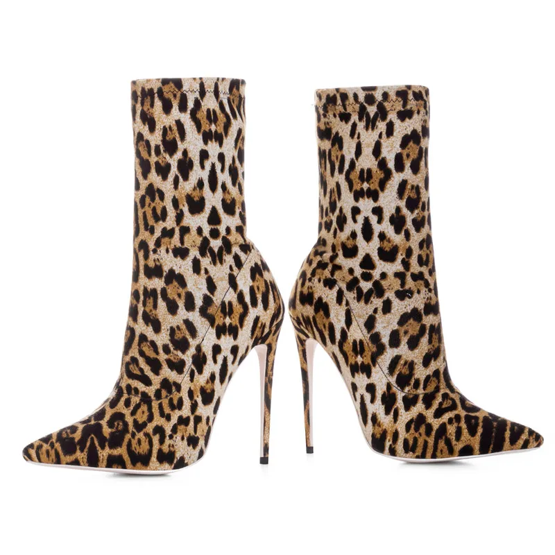 KATELVADI Leopard Boots Women Ankle Boots For Women 12.5CM Heel Winter Shoes Ladies Sexy Night Club Party Boots Size 43 K-571 KATELVADI Leopard Boots Women Ankle Boots For Women 12.5CM Heel Winter Shoes Ladies Sexy Night Club Party Boots Size 43 K-571