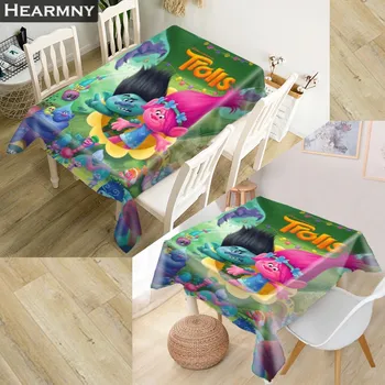 

New Arrival Custom Trolls Cartoon Tablecloth Waterproof Kitchen Dining Table Decorations Home Rectangular Party Table Covers