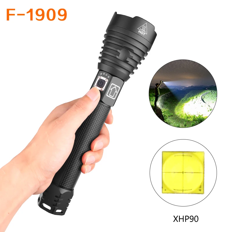 Самый мощный XHP90 дальний световой светильник светодиодный тактический Zoom XHP70.2 светодиодный фонарь светильник с 26650 большой батареей