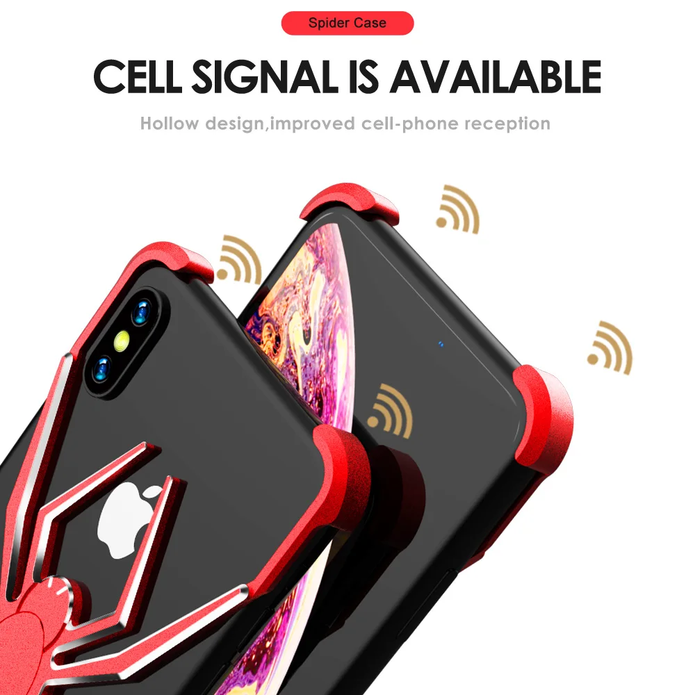 Spider serial Shockproof Armor Phone Back Case For i X XR XS MAX Silicone Hybrid Hard PC Three Proofing Case Cover