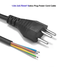 Швейцарский кабель питания переменного тока, швейцарский переплетенный кабель, 1,5 м, CH Plug, удлинитель для электропитания, светодиодный прожектор