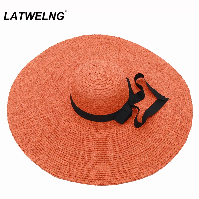Оптовая продажа Raffia большой пляжная шляпа для женщин большие поля летние женские