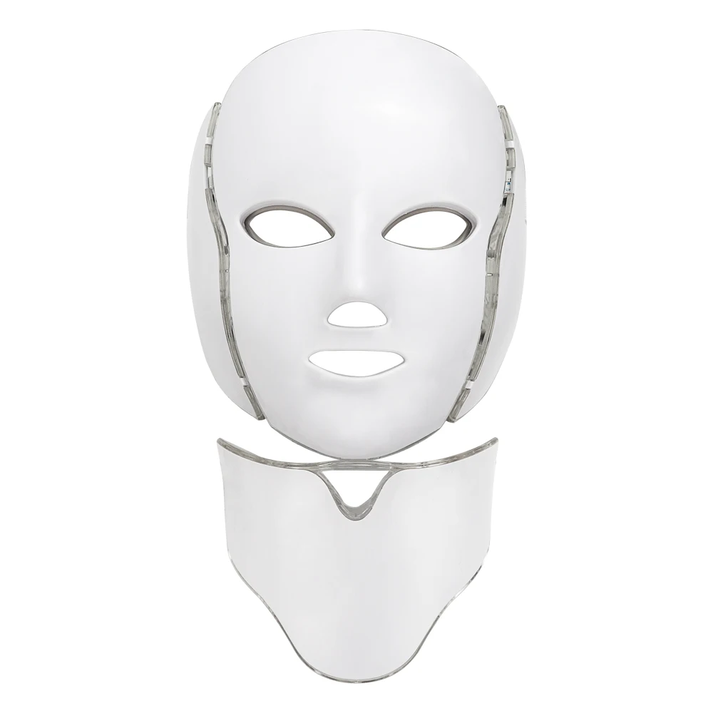 7 цветов светильник светодиодный маска для лица с омоложением кожи шеи уход за лицом Лечение Красота анти акне терапия Фотон отбеливание PDT
