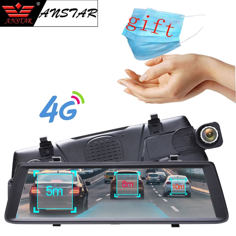 Anstar 10" 4G Android Mirror Car DVR 1080P Video Record GPS Navigation