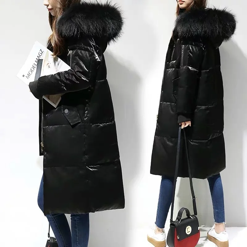 Dames Jassen, зимний пуховик для женщин, Украина, искусственный мех, шапка Veste Femme, Harajuku, длинное пальто, Корейская уличная мода, парка