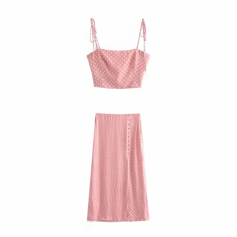 

C5284-1860 Spring And Summer New Style 2019 Europe And America Elegant Commuting Polka Dot Small Vest + Half-length Medium-lengt