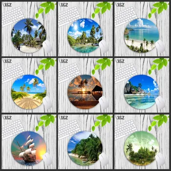 

XGZ Beach Boat Coconut Trees Round Landscape Mousepad 200x200MM 11 Kind of Gaming Mouse Pad Choose for Game/office Tablet Mats