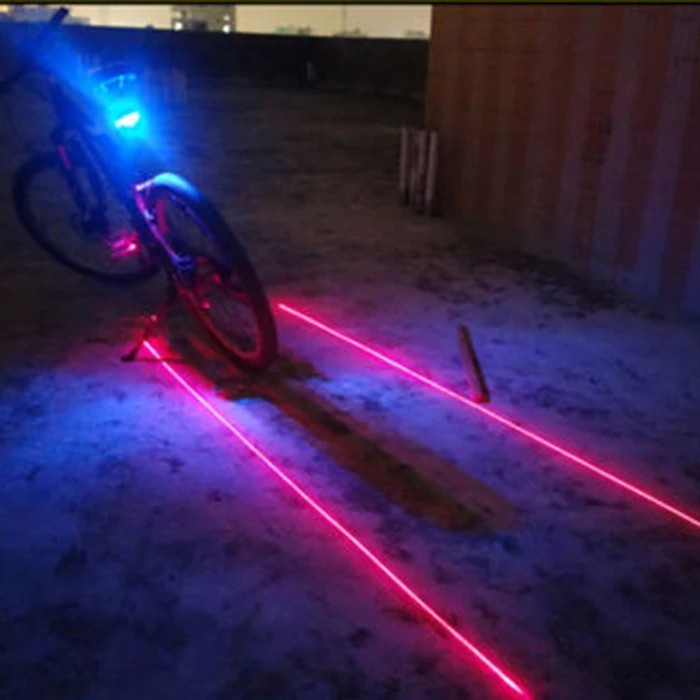 2 Laser+ 5-светодиодный задний Велоспорт велосипед хвост светильник Предупреждение лампы 7 режимов мигания лампа