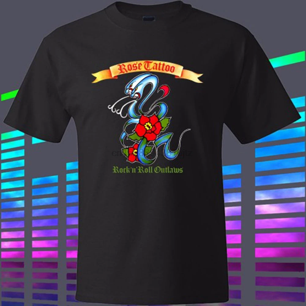New Rose Tattoo Rock'n'Roll Outlaws Rock Band Men Black t-shirt Size S to 3XL men |