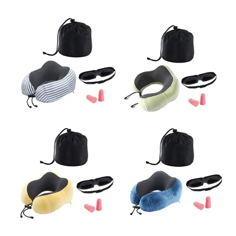 Inflatable U-shaped PillowsNeckrest Travel Folding Slow Rebound Memory Foam Train Airplane Travel Portable Outdoor Pillow