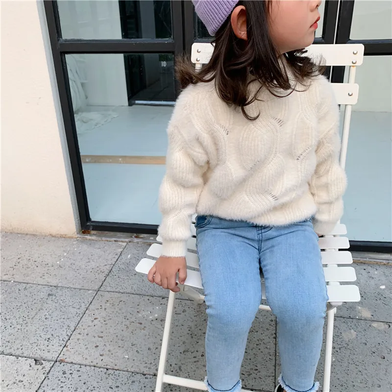 Autumn New Girls Fashion Knitted Sweaters Kids Warm Fluffy Sweaters Children Girl Sweater Clothing