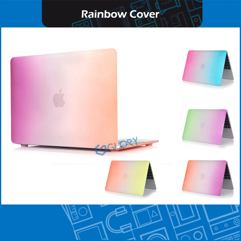 Цветной жесткий защитный чехол для ноутбука Macbook Air Pro retina 11 6 12 13 3 15 4 Радужный