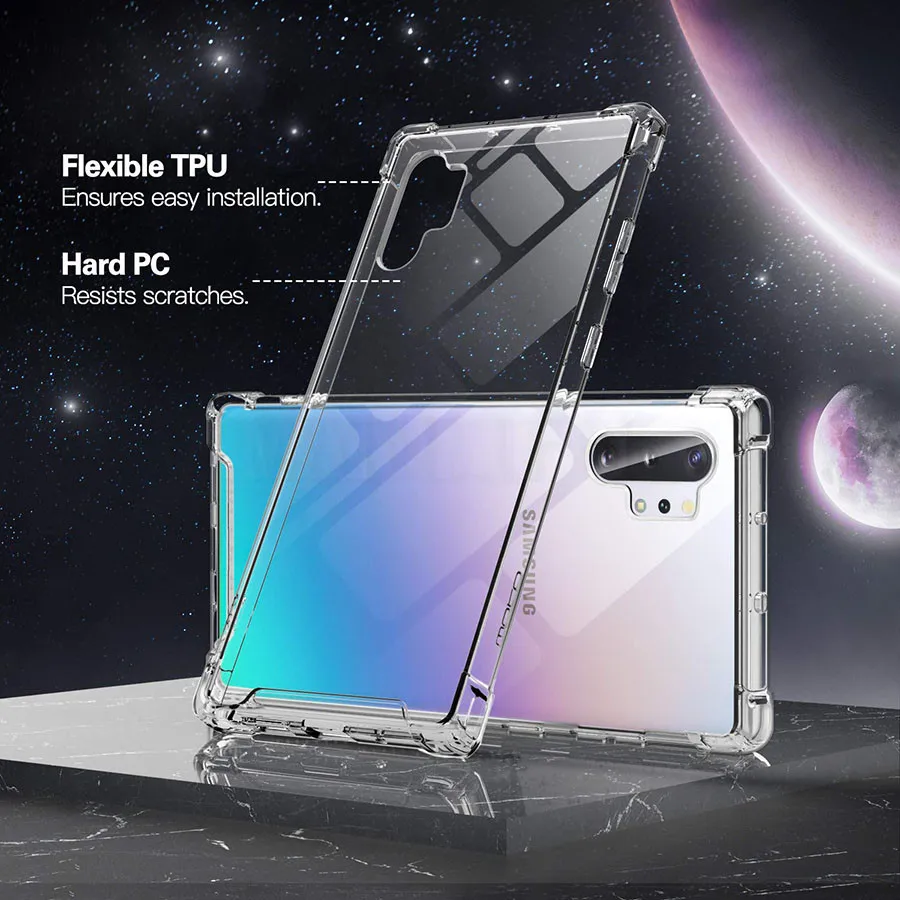 Мягкий ТПУ прозрачный чехол Fundas усиленный угловой TPU чехол для samsung Galaxy Note 10 Pro Plus/10+ 5G 6," Гидрогелевая пленка