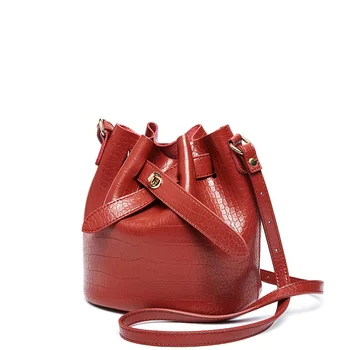 

Crocodile Pattern Handbag Retro Europe and The United States Pumping Bucket Bag Autumn and Winter New Bag Fashion Handbag Should