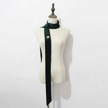 

Fashion Top Quality Snap Lengthen Velvet Narrow Ribbon Silk Scarves women Neckerchief Decoration Tie scarf neck Cover
