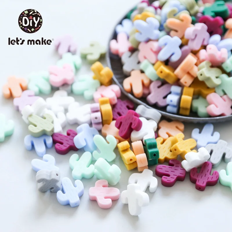Let's Make 5 шт Силиконовые Бусины без бисероплетения BPA пищевая бусина для прорезывания зубов DIY пустышка Каин кактус, лист Uicorn Baby Teether аксессуары