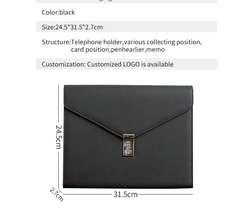 A4 Padfolio папка для документов портфель замок stlye искусственная кожа с бизнес папка менеджер надпись индивидуальный логотип