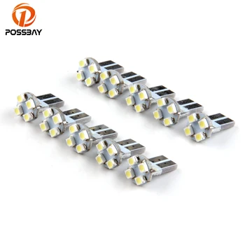 

POSSBAY 10Pcs T10 5050/1210 SMD 4/5 LED White Car Auto Side Wedge Tail Lights Parking Lamp Bulb DC12V