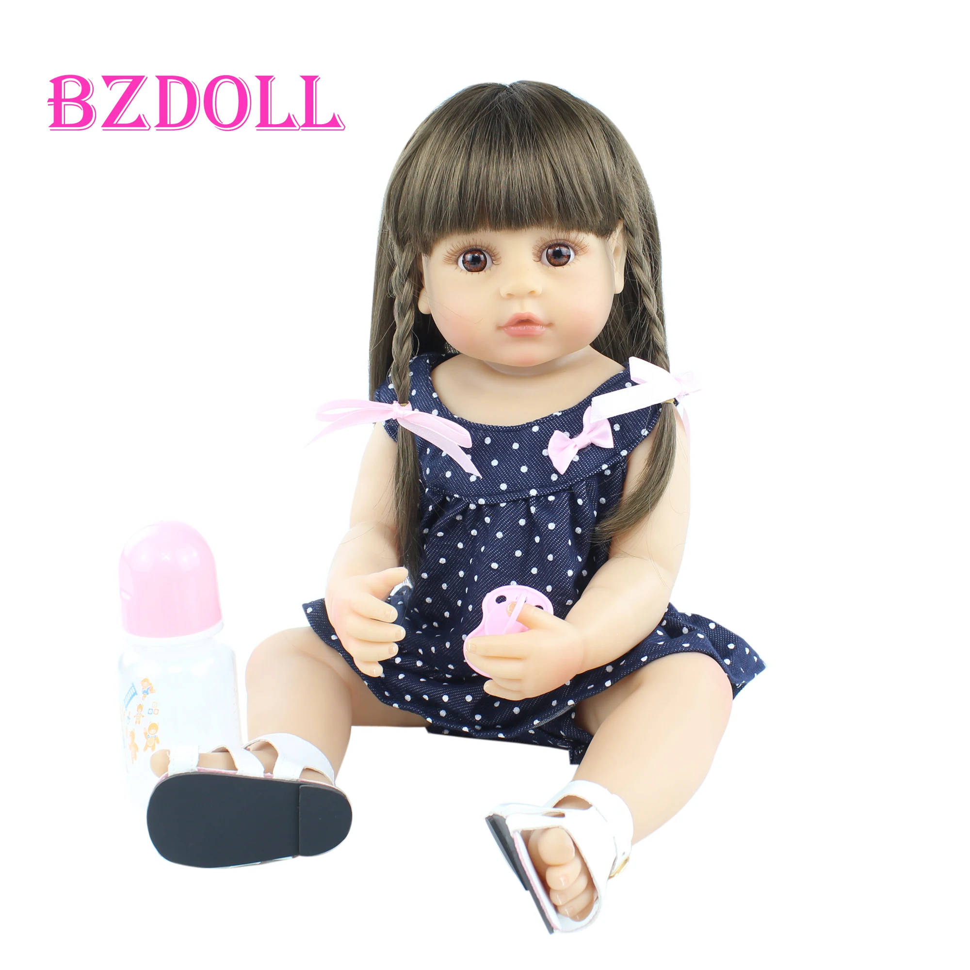 Полноразмерная силиконовая кукла реборн 55 см для девочек новорожденных малышей