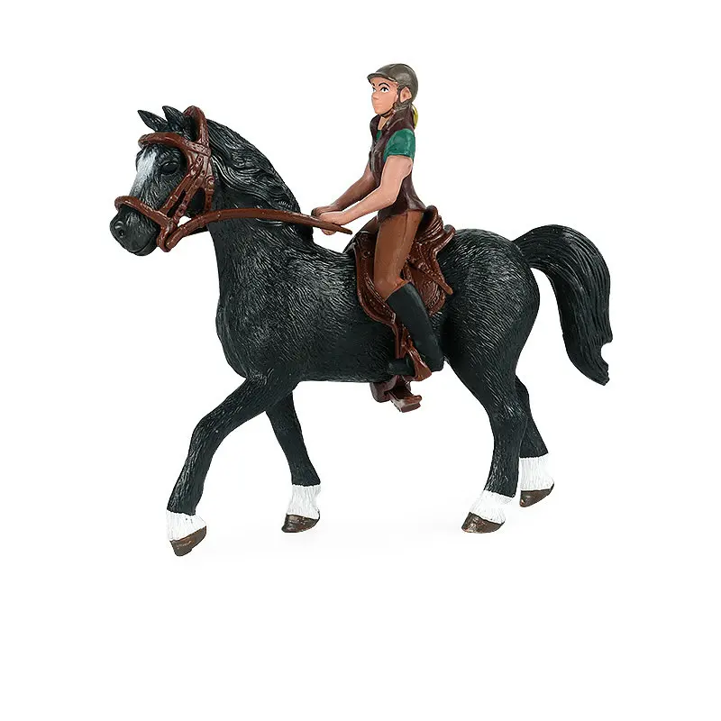 Фигурки женщин всадник Черная лошадь набор для водителя человек модель животных
