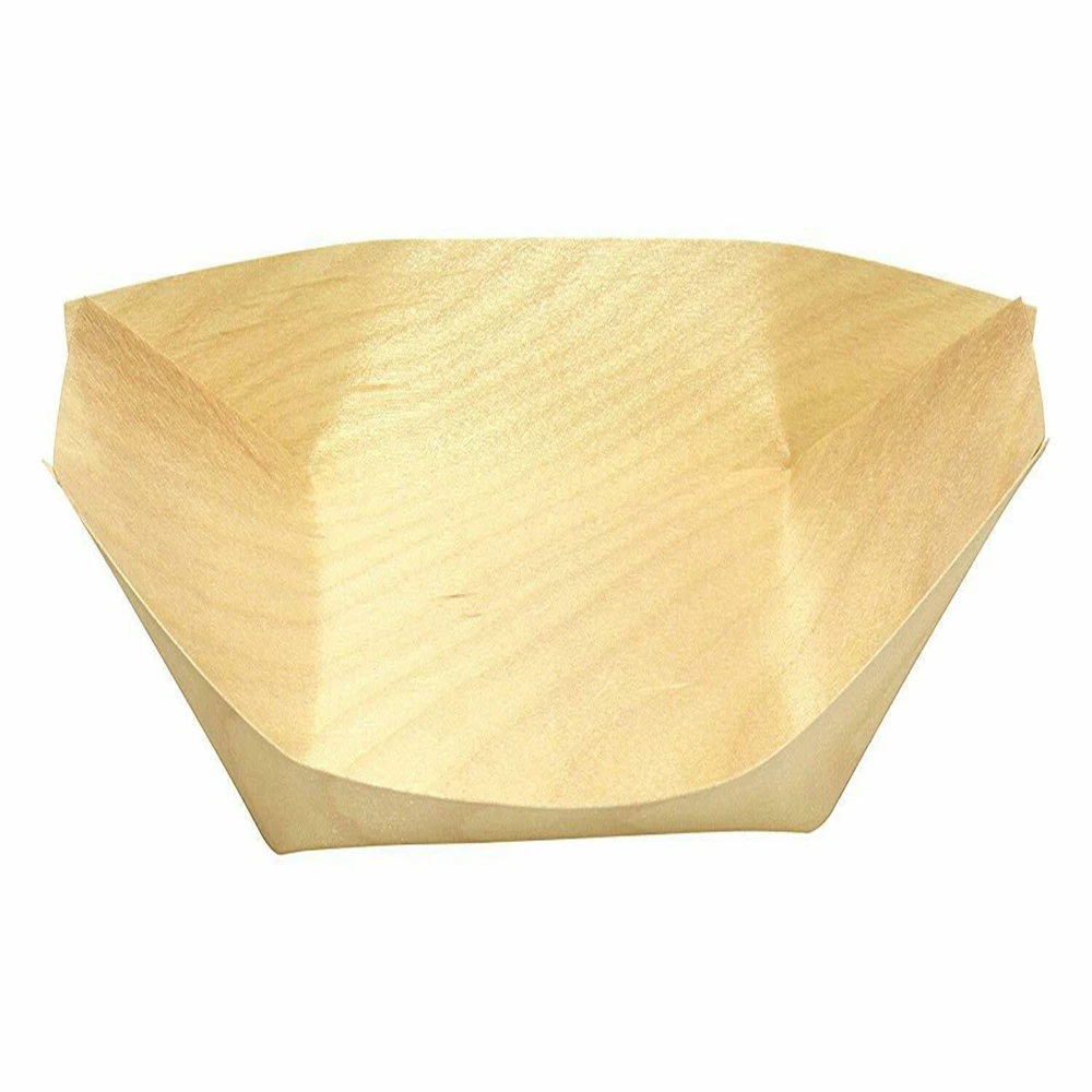 50pcs/Pack Disposable Wood Serving Boats Plates Trays Disposable Sushi Wood Boat Natural Pine Serving Boat Party Supplies
