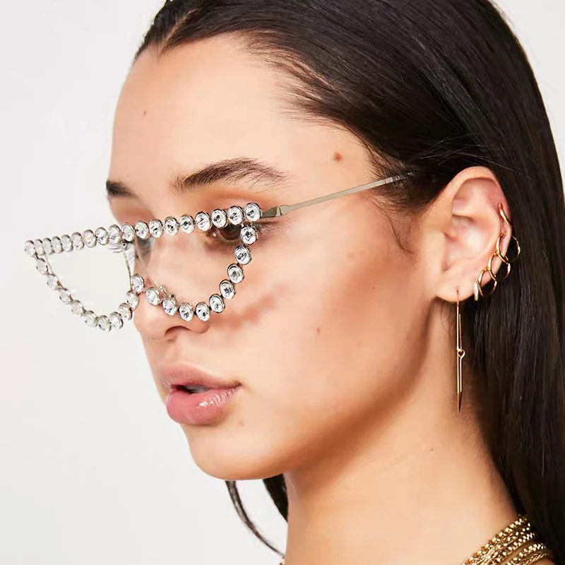 KeiKeSweet, модные брендовые женские солнцезащитные очки с бриллиантами, стразы, Роскошные, горячие лучи, Кристальные, женские, прозрачные, солнцезащитные очки