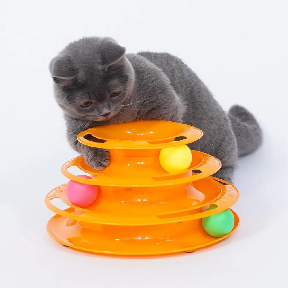 Three Lever Cat Turntable Toy Funny Cat Toy Pet Scratching Tray Intelligence Training Amusement Pet Supplies