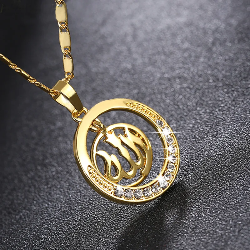 

Hot Sales Middle East Muslim Female Necklace Islam Allah Pendant Necklace Maintains Color Accessories