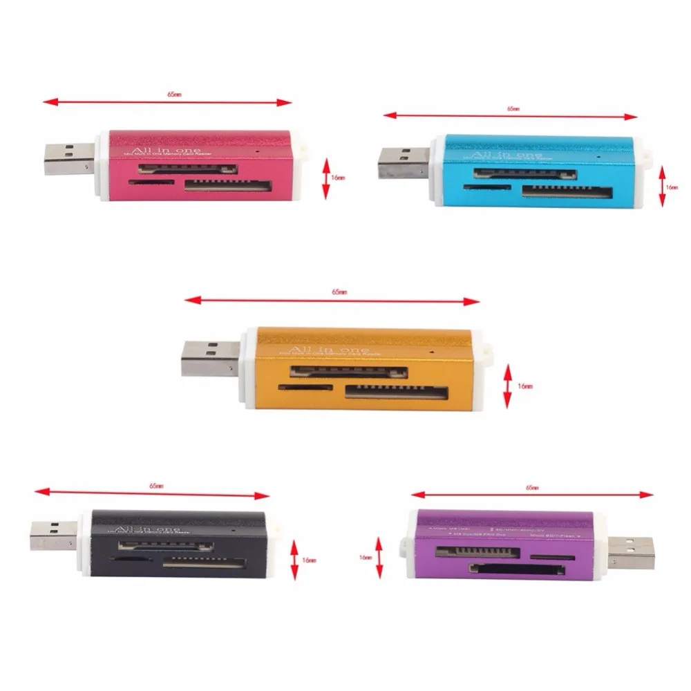 4 в 1 мульти USB карта памяти ридер флэш-накопитель высокоскоростной USB 2,0 для TF Micro SD MMC SDHC M2