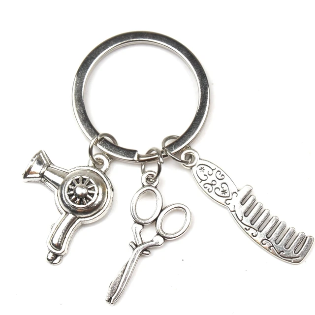 Barber Shop Hair Dresser Keychain Scissors Hair Clipper Hair dryer