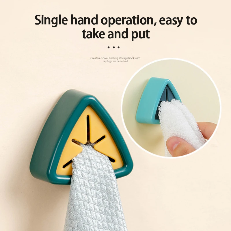 1Pcs Self Adhesive Towel Plug Wall Mounted Hook Holder Kitchen Dishcloth Clip Organizer Bathroom Wall Mounted Storage Rack