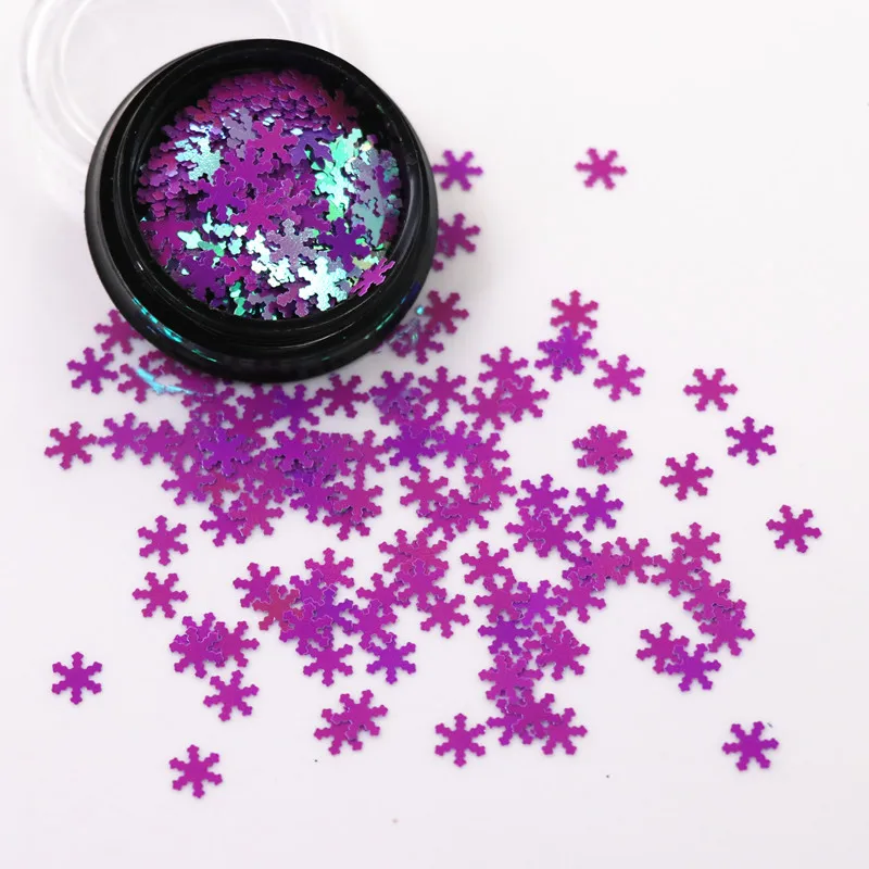 1 коробка 3D наклейки для ногтей рождественские наклейки для ногтей Блестки Блестящий гель голографические лазерные наклейки снежинки украшения для маникюра - Цвет: Purple