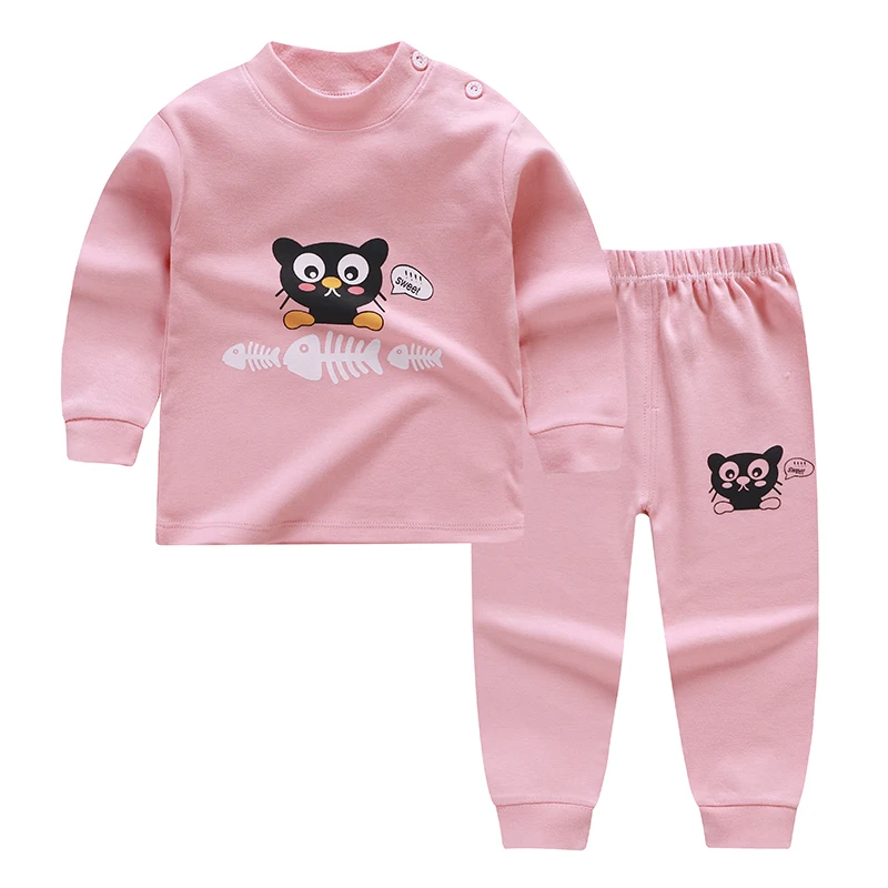Детские пижамные комплекты с мультяшным принтом хлопковая одежда для сна для мальчиков осенне-весенние топы с длинными рукавами для девочек+ штаны, 2 предмета в комплекте - Цвет: C7