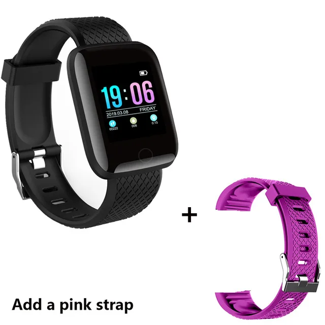 Add a pink strap Умные часы для мужчин, кровяное давление, водонепроницаемые умные часы для женщин, монитор сердечного ритма, фитнес-трекер, спортивные часы для Android IOS - Цвет: Add a pink strap