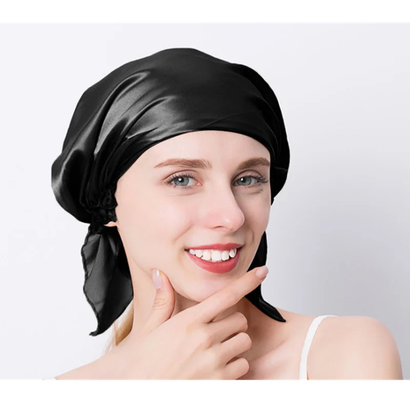 SilkSleepingCapSolidColorMulticolor100SilkNightCapNightWrap