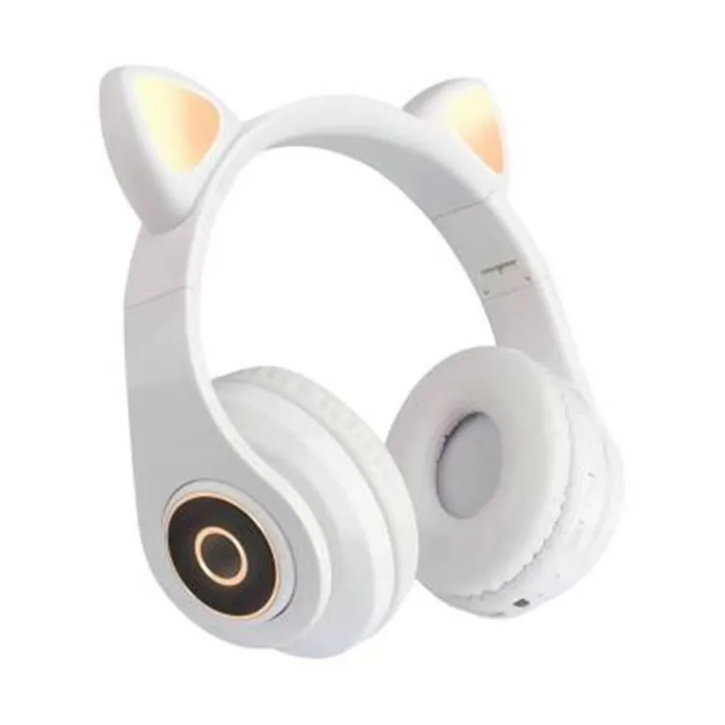 Flash Light Cute Cat Bluetooth Wireless Headphone with Mic Can Control LED Kid Girl Stereo Bass Music Helmet Phone Headset Gift