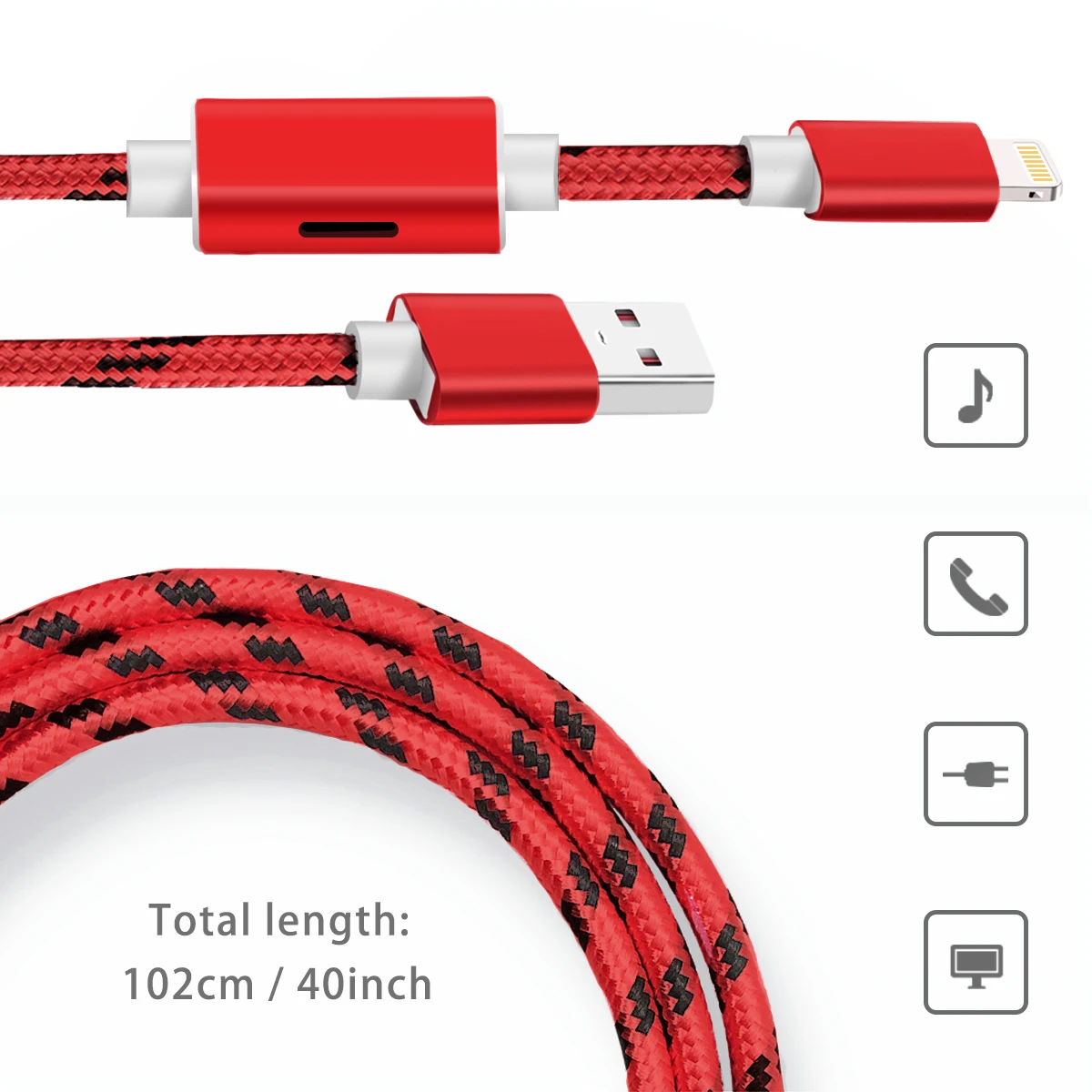 

iPhone X / 7 / 8 / 7 Plus / 8 Plus Headphone Splitter + Lightning Charging Cable Double Lightning Cable Splitter 2 in 1