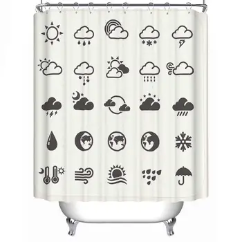 

Weather Icons Set Durable Shower Curtain,176717,71''L x 71''W
