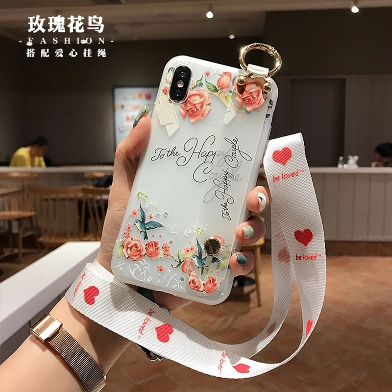 Держатель чехол для телефона для iphone 11 Pro Max X XR 10 XS Max 7 8 6 6s Plus чехол s цветок Мягкий ТПУ силиконовый браслет ремешок Ремешок Крышка