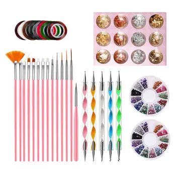 

Nail Art Brush Dotting Painting Pen Sticker Foils Picker Rhinestones Decoration Manicure Care Salon Tool Set